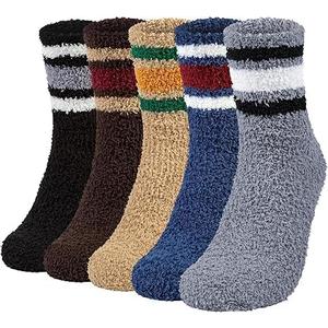 Mens Womens Fuzzy Socks Winter Warm Thermal Thick Boot Slipper Fluffy Sleeping Bed Sock for Christmas Gifts Unisex (Multicolor5)