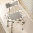 Bluelog Shower Chair with Back for Elderly and Disabled, Shower Seat Bench Stool, Adjustable Height, 350 lbs Capacity, Rectangular
