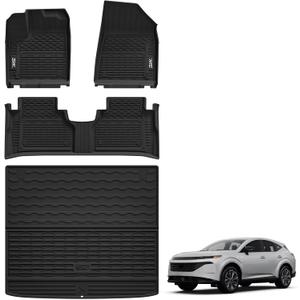 3W Floor Mats & Cargo Liner Fit Nissan Murano 2025 2026, All Weather TPE Non-Slip Custom Fit Floor Liners Set for Murano, Heavy Duty Automotive Protection Full Set Car Mats & Trunk Mat, Black