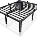 ROIL 14 inch King Size Bed Frame Metal Platform No Box Spring Needed with Headboard Hole Round Corner Legs Mattress Stoppers Retainers 3500LBS Heavy Duty Steel Slats Noise-Free