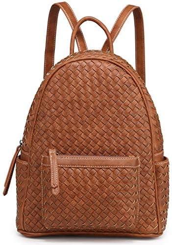 SHOMICO Mini Woven Backpack Purse for Women Trendy Daypacks Stylish Backpack Women's Fashion Handbag for Easter Egg Hunt, Spring Travel Vacation, Easter Gift (Small Camel Woven)