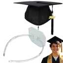 5 x Graduation Cap Headband for Women Non-Slip Anti-Fall Grad Hat Band for Thick Hair, Grad Cap Headband Commencement Accessories for Women (1, Clear)