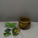 Sratte 308 Pcs St Patrick's Day Candy Cauldron Kettle with Handle Set Pot of Gold Shamrock Gold Green Coin Gem Leprechaun Clover Necklace Lucky Plastic Jewelry Treasure (Gold, 7.87 x 5.91 in) (Gold Pot)