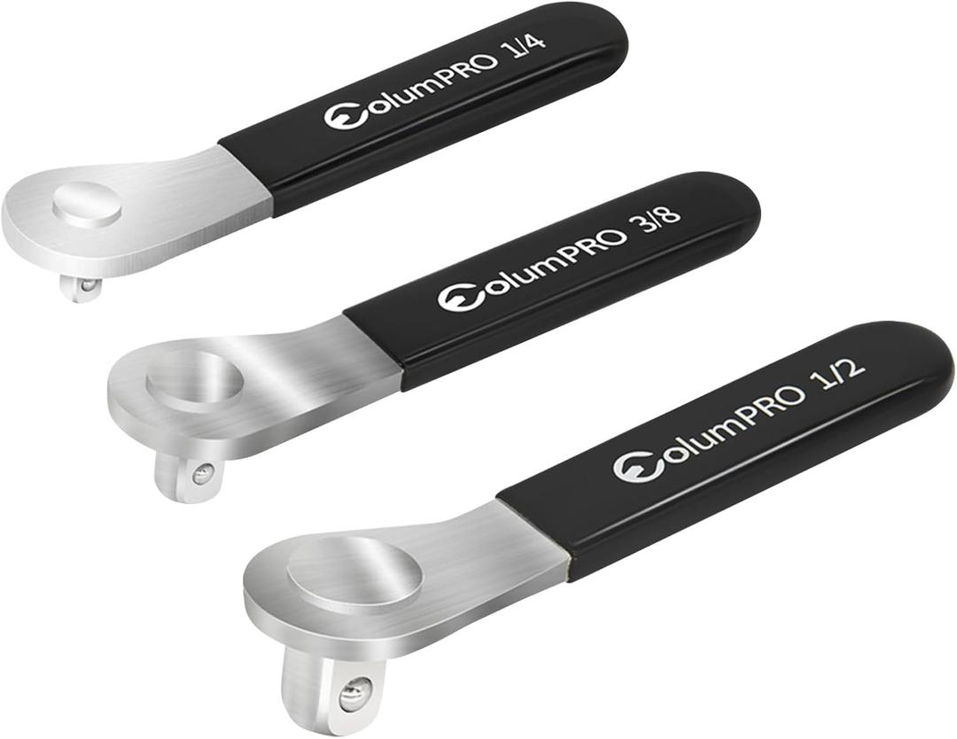 3PCS Low Profile Socket Lever, 1/4, 3/8 and 1/2 Drive Breaker Bar, Extra Low Profile Stubby Wrenches Set, Non-Ratcheting, Great for Boats, RV, Off Road Vehicle