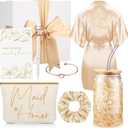 Irenare 8 Pcs Proposal Gifts Set Robes Makeup Bag Cup Cards Hair Tie Bracelet Diamond Pen Bridesmaid Gift Box(Champagne,Maid of Honor)