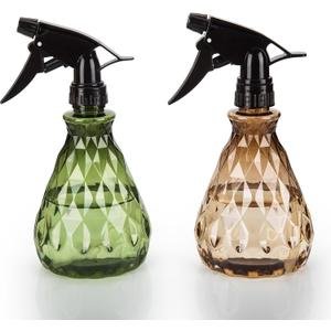 wugongshan 2 Pcs Spray Bottles, 500 ml/17 oz Empty Water Spray Bottles, Plastic Reusable Adjustable Mist Sprayer Squirt Bottles Containers Refillable for Cleaning Solutions, Gardening, Plants (Brownish and Green)