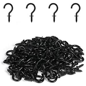 RELBRO Small Screw Hooks, 1/2 Inch Mini Metal Twist in Hooks, Black, 100 Pcs