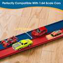 15 Ft Flexible Race Track for Kids with 2 Toy Cars, Safe US-Certified PVC Car Track Withstands Repeated Bending, Compatible with 1/64 Scale Model Cars and Powerful Suction Cups for Indoor and Outdoor