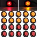 2" Inch Round Led Trailer Marker Lights 4 LED, 10 Red + 10 Amber 2" Inch Round LED Trailer Side Clearance Marker Lights Sealed Grommet Flush Mount Waterproof w/2 Prong Wire Pigtails