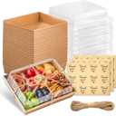 Kucoele 7 x 5 Inches Large Charcuterie Boxes with Clear Lids, 50 Pack Disposable Bakery Dessert Boxes, To Go Food Containers for Pastries, Chocolate Covered Strawberries, Hot Cocoa Bombs (Brown)