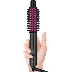 Farery Mini Thermal Brush 3 Temperature Adjustable, Travel Curling Iron for Short Hair 1 Inch, Heated Round Brush for Soft Curls, Lightweight Curling Wand for Bouncy Hair, Touchups, Dual Voltage
