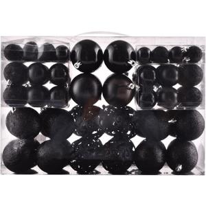 24 Pieces Christmas Balls Tree Ornaments Set, Shatterproof Xmas Decorations Set with Reusable Hand-held Gift Package for Holiday Indoor Tree Decor Black