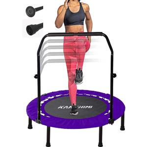 Kanchimi 40" Folding Mini Fitness Indoor Exercise Workout Rebounder Trampoline with Handle, Max Load 330lbs(Purple)