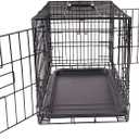Amazon Basics Portable, Foldable Metal Wire Dog Crate with Removable Tray, Double Door, Divider Panel, Easy to Assemble, 30 x 19 x 21 in, Black