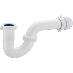 (1 Pack) Yariwiz White P Trap 1 1/2 Inch for Bathroom Kitchen Sink Drain Pipe Tubular Kit with White Threaded Adapter and Blue TPE Washer KSD-001W