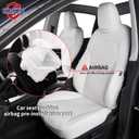 Premium White Nappa Leather Seat Covers for Tesla Model Y Refreshed Facelift Juniper 2025 2026, Full Set Custom Fit, Airbag & Seat Belt Compatible, Includes Installation Tools-White