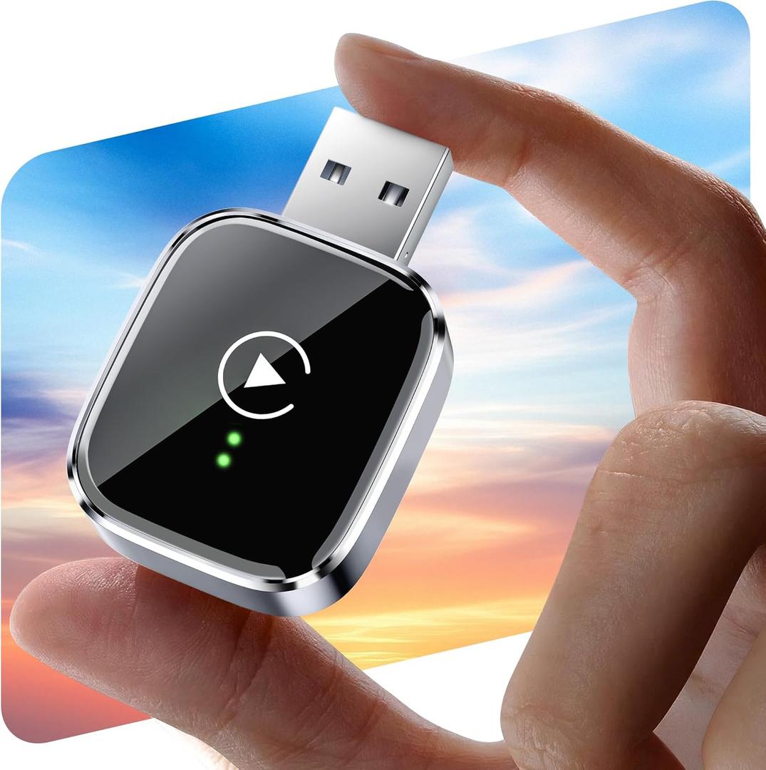 Redlake Wireless CarPlay Adapter for iPhone 2026 Wireless Apple CarPlay Adapter Mini Size with Cable USB & USBC/TypeC Plug and Play Stable Connection and No Delay