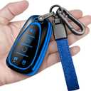 Sindeda for Chevrolet Key Fob Cover with Keychain Soft Full Protection Key Shell Key Case Compatible with 2016-2025 Chevy Equinox Malibu Spark Cruze Traverse Blazer (Blue, 5 Buttons)