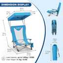 Portable Beach Chair for Adults with Cup Holder Hard Arm Folding Lawn Chairs for Outdoor Activities, Camp, Sports, Beach, Travel & Picnic, Supports up to 400 lbs, Two Packs with Canopy