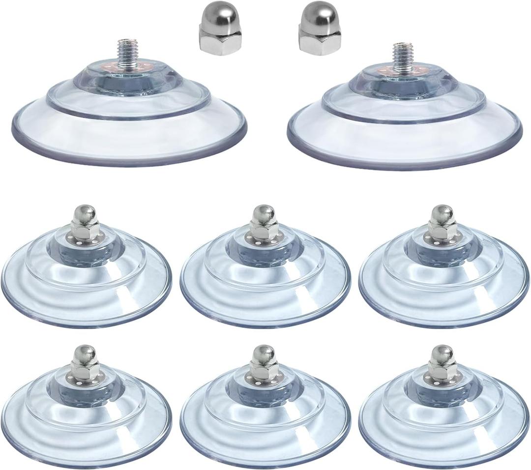 8PACK Upgraded Large Suction Cup with Screws, 3.4 Inch Clear PVC Pads, M8 Screw NutAuxiliary Hooks for cat beds