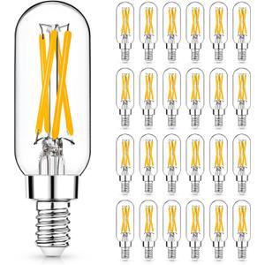 Mlambert 24 Pack E12 LED Edison Bulb,4W Equal 40W e12 Candelabra Bulb 2700K,Dimmable T6 T25 LED E12 Light,Small Filament for Chandelier (Warm White)