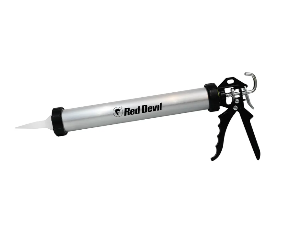 Red Devil Pro Aluminum Sausage Caulk Gun - 20 oz, 360° Revolving Barrel, 18:1 Thrust Ratio, Drip Free Technology (3983)