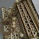 Menkxi 3 Pcs Eid Ramadan Mubarak Banner Wooden Ramadan Mubarak Decoration Rustic Bead Decorations Banner Muslim Party Decor Supplies for Home Fireplace Indoor Outdoor (Large,Gold Letters)