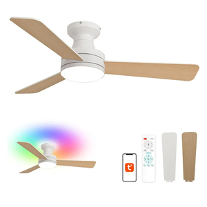 Putroad 42 Inch Ceiling Fans with Lights and Remote, Low Profile Ceiling Fan with Light Flush Mount, Reversible, 6 Speeds, 3CCT Dimmable White Ceiling Fan for Bedroom Dinning Room Indoor