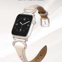 Minyee Leather Bands Compatible with Apple Watch Band 38/40/41/42/44/45/46/49mm Women, Slim Thin Dressy Designer Strap with C-Shape Metal Buckle for iWatch Series 11 10 9 8 7 6 5 4 SE/Ultra 3 2 1