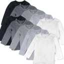 HonestBaby 10 Pack Long Sleeve T Shirts 100% Organic Cotton for Toddler, Boys, Girls, Gray Ombre, 5T