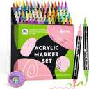 Arrtx Paint Markers Paint Pens, 112 Colors Acrylic Paint Pens Dual-Tip for Rock Painting, Ceramic, Wood, Plastic, Scrapbooking, Brush Lettering, Card Making, DIY Crafts (Fine Tip and Brush Tip)