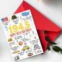 3 x Funny 80th Birthday Card, Happy 80th Birthday Gifts for Women Men, Unique 80 Year Old Birthday Decorations for Him Her, 1945 Birthday Card for Grandma Grandpa (BX159)