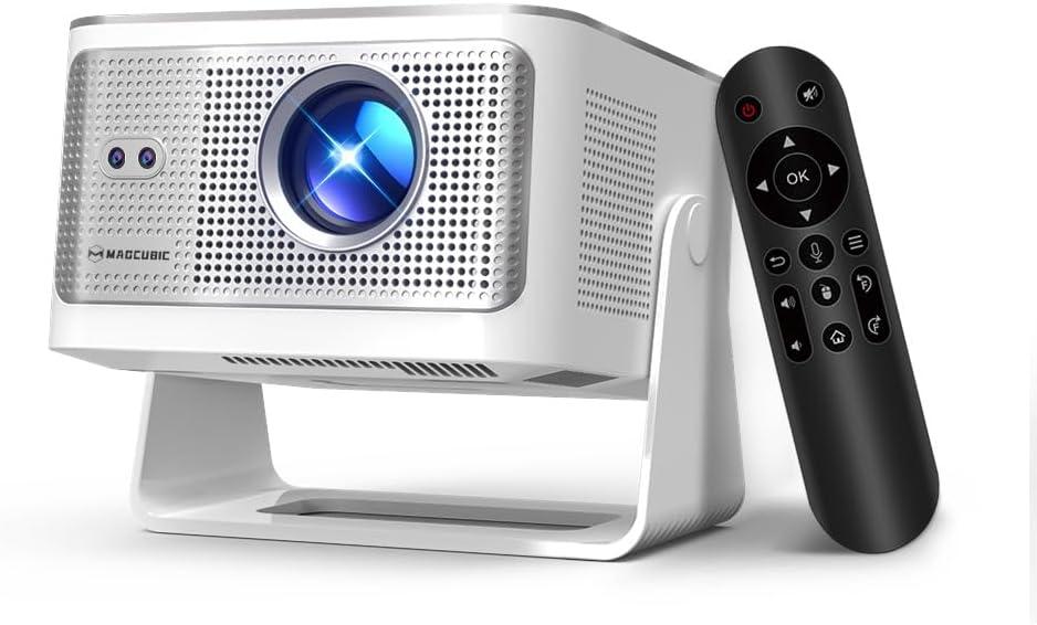 Smart Projector with 4K 8K Support, Mini Projector with Wifi6 and Bluetooth5.4, 600 ANSI, Auto Focus & Obstacle Avoidance 1080P Portable Movie Proyector for Home Outdoor, Magcubic HY350Max (White)