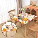 Thanksgiving Tablecloth Fitted Table Cloths with ElasticWashable Outdoor Spandex Patio Table Cover for Holiday Pumpkin and Fruits 34 x 34 Inch Square (Thanksgiving Pattern 1)