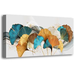 Floral Wall Art Canvas Prints Colorful Leaf Flower Pictures Bedroom Wall Decor Minimalist Plant Paintings for Living room Bathroom Office Home Kitchen Decorations 30X60inches Botanical Artwork Ready (57L" x 28W")
