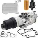 06F115397J Aluminium A4 Engine Oil Filter Housing with Engine Oil Cooler Assembly for Audi A3 A4 TT Quattro 06F115397H 06F115397K VW Passat Oil Cooler Compatible with VW Jetta GTI Golf EOS 2.0L L4