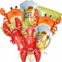 8Pcs Giant Crawfish Crab Foil Balloons/Crawfish Boil Party Supplies/Beer Balloons for Lobster Lovers Party Decorations/Seafood Boil Party Supplies/Marine Animal Balloons/Summer Sea Pool Party Favors
