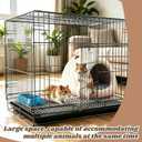 Rabbit Cage, Indoor Small Animal Cage, Easy to Clean Removable Tray, Dual Doors, Tool-Free Setup, Water Bottle, Food Bowl & Washable Small Nest for Hamster, Guinea Pig & Small Pets - Black