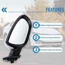 Right Passenger Side Mirror Compatible With 2011 2012 2013 Kia Optima With Manual Folding Power Glass Turn Signal White Replace#876202T110(5Pins)