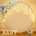 7.2 FT White Round Backdrop Cover with Lights String for Circle Arch Stand Circle Backdrop Cover with LED Fairy Lights for Wedding Arch Baby Shower Birthday Party Photo Shoot Photography Background