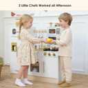 Wooden Play Kitchen Set with Tall Toy Fridge Pretend Play for Kids 3Y+, 35.4 x 36 x 12.6 inches