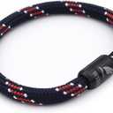 WIND PASSION - Paracord Bracelet for Men & Women | Nautical Bracelet Inspired by Sailor Sea Apparel | Handmade with Braided Rope and Magnetic Clasp | For Men and Women looking for a Sports, Athletic or Surf Style | Waterproof Resistant | (Large ( Wrist size: 6.86 - 7.64 inch ), Black Magnet - Victory)