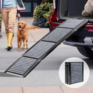 PENSUN Dog Ramp for Car, 67" Foldable Pet Ramp with Non-Slip Rug Surface, Lightweight and Portable Truck Ramp Stairs for Medium & Large Dogs Up to 250LBS Enter Cars, SUVs & Trucks (67" L x 17" W)