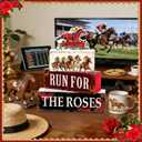 Derby Day Horse Racing Party Decorations - 4 Pcs Wooden Horseman Centerpiece, Table Decor for Home Office Desk & Holiday Party Supplies