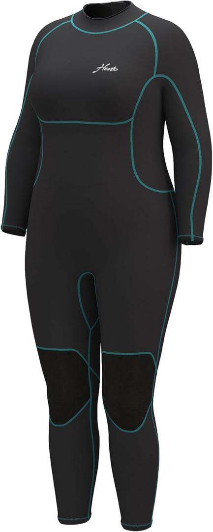 Hevto Plus Size Wetsuit Men Women 3/2mm Neoprene Full Shorty Wet Suit Back Zip Swimming Keep Warm in Cold Water (20)