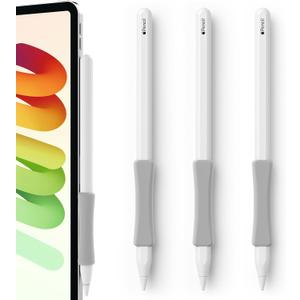 ELETIUO 3 Pack Ergonomic Silicone Grips Compatible with Apple Pencil 2nd/USB-C/Pro,Soft Protective Sleeve Holder,Anti-Slip Cover for iPad Pro 11/12.9 inch,Grey