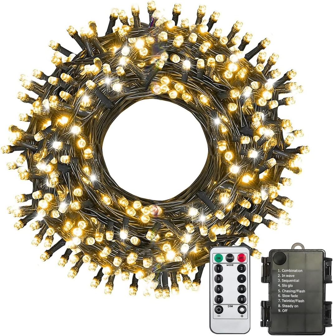 ITICdecor 33ft 100 LED Christmas String Lights, Waterproof Fairy Starry String Lights Battery Operated, 8 Modes Decorative Lights for Indoor Outdoor Xmas Tree Party Garden (Warm White)