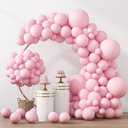 RUBFAC 129pcs Pastel Pink Balloons Different Sizes 18 12 10 5 Inches for Garland Arch, Light Pink Balloons for Birthday Valentine's Day Baby Shower Gender Reveal Wedding Party Decoration