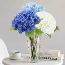 SIITUMEIZI Blue Hydrangea Artificial Flower Faux Hydrangea Flowers 21 Inch Real Touch Latex Fake Hydrangeas for Wedding Bouquets Centerpieces 3Pc