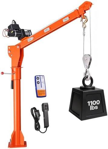 VEVOR Electric Truck Crane, 1100 lbs Pickup Truck Crane with 12V 3000 lbs Electric Winch, 360° Rotating Telescopic Boom, Premium Galvanized Steel, Foldable Pickup Bed Jib for Machine Lumber Lifting